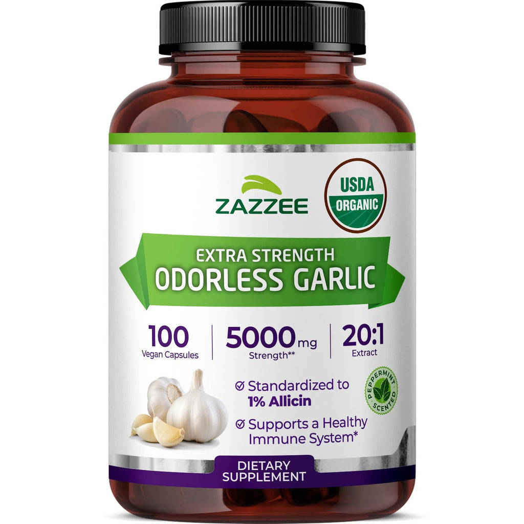 USDA Organic Odorless Garlic 20:1 Extract 100 Capsules B2230