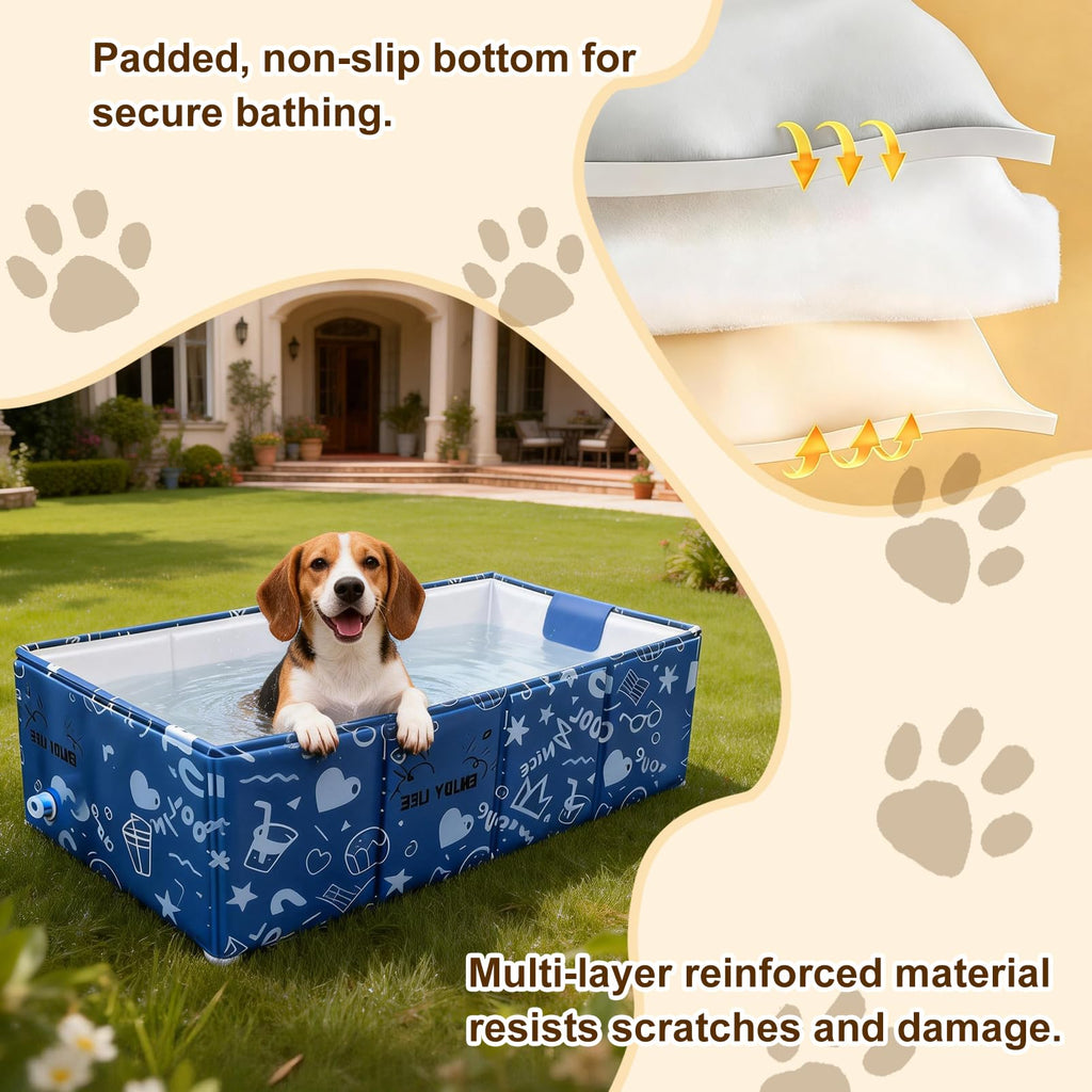 Foldable Dog Bathtub for Small to Medium Dogs & Cats, Blue W9847