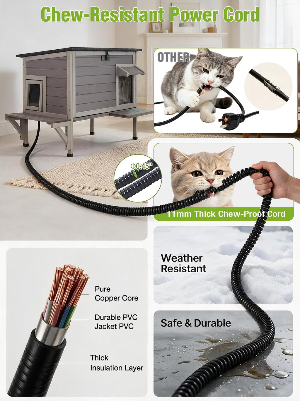 6-Sides Insulated Outdoor Heated Cat House T332