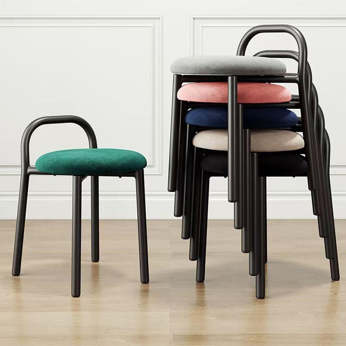 Grey 22in Stacking Metal Bar Stools R880673