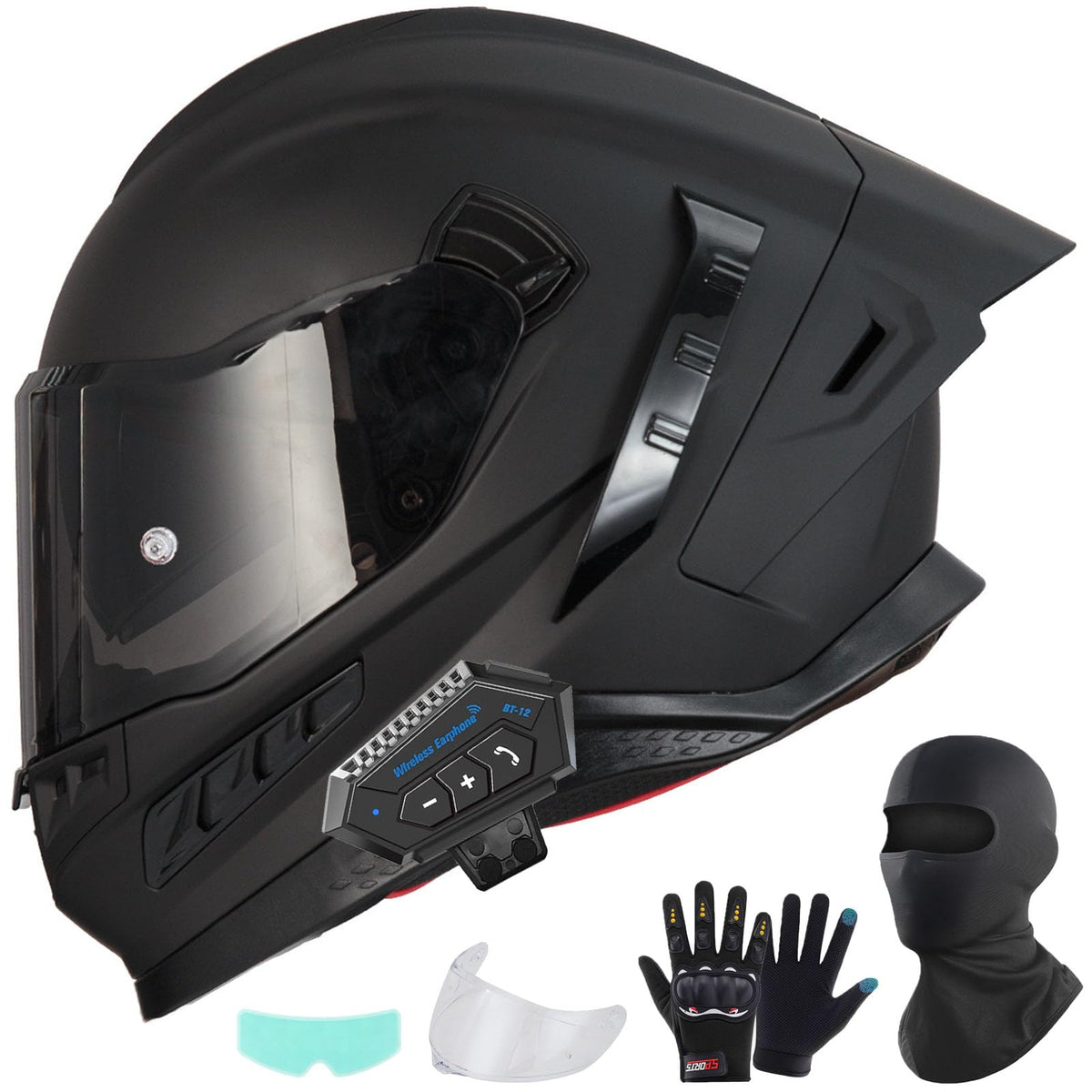 Full Face Motorcycle Helmet DOT Dual Sun Visor H8374