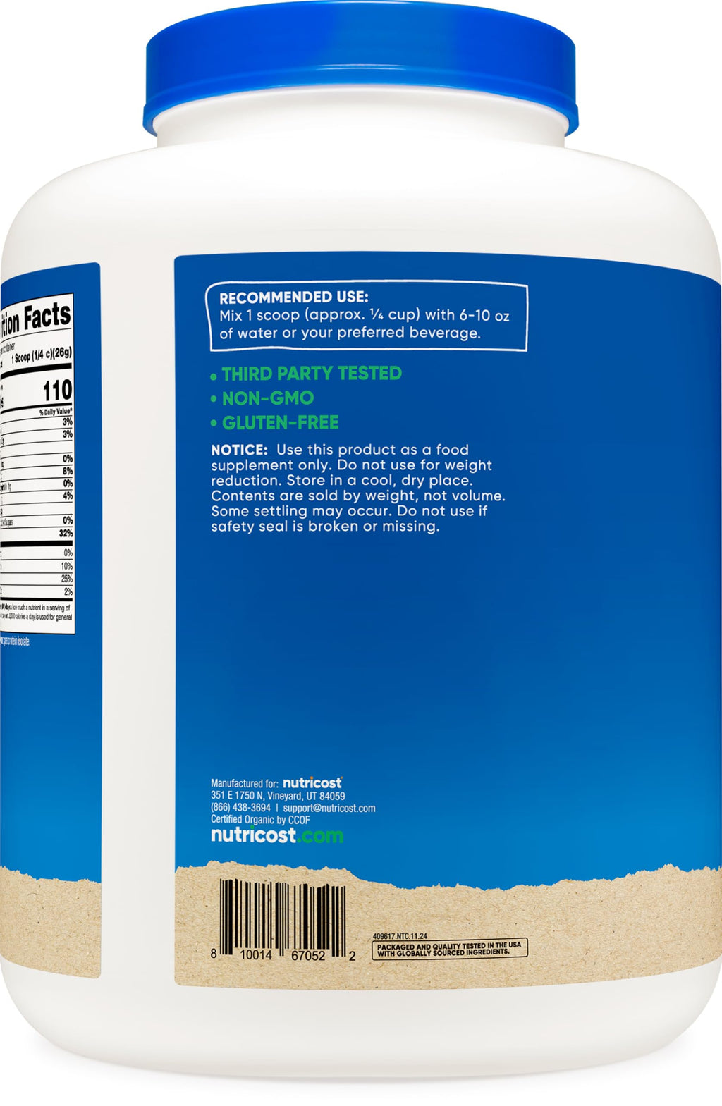 Organic Pea Protein Isolate Powder 5LBS B178941