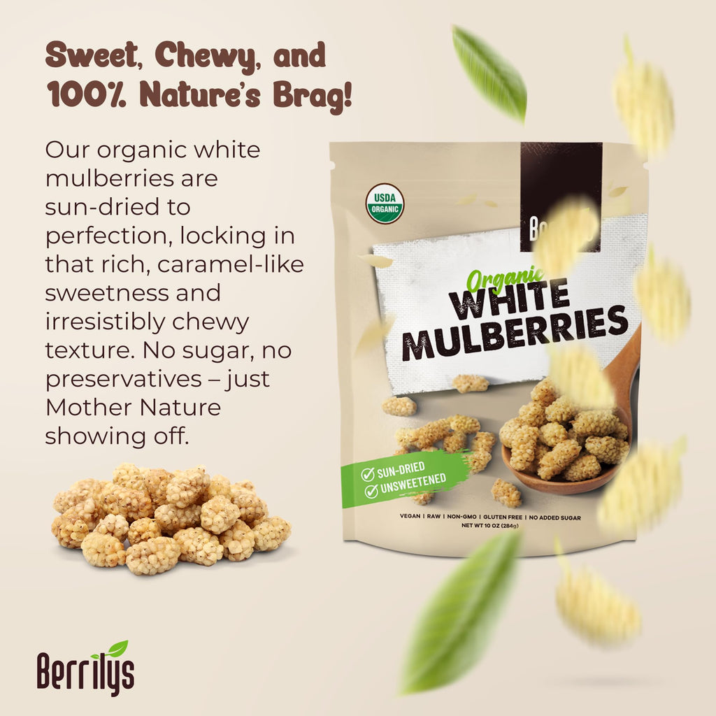 Organic Dried White Mulberries 2 Pack 10oz V59355