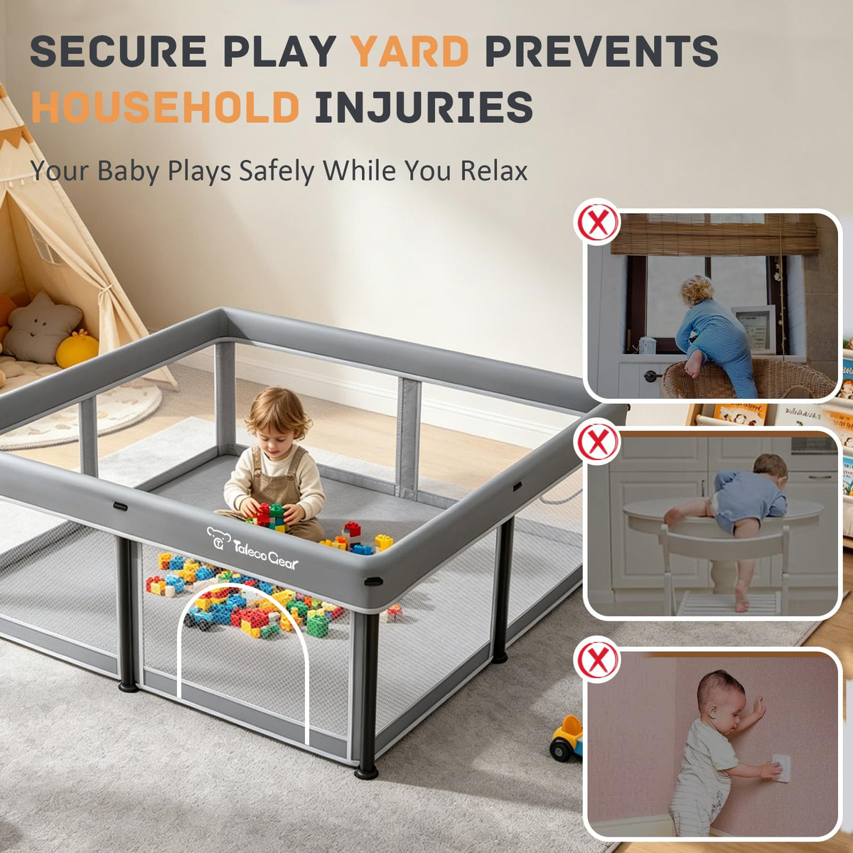 Foldable Baby Playpen with Mat and Ocean Balls U85904