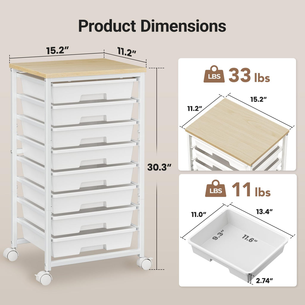 Rolling Cart with 8 Drawers A63673