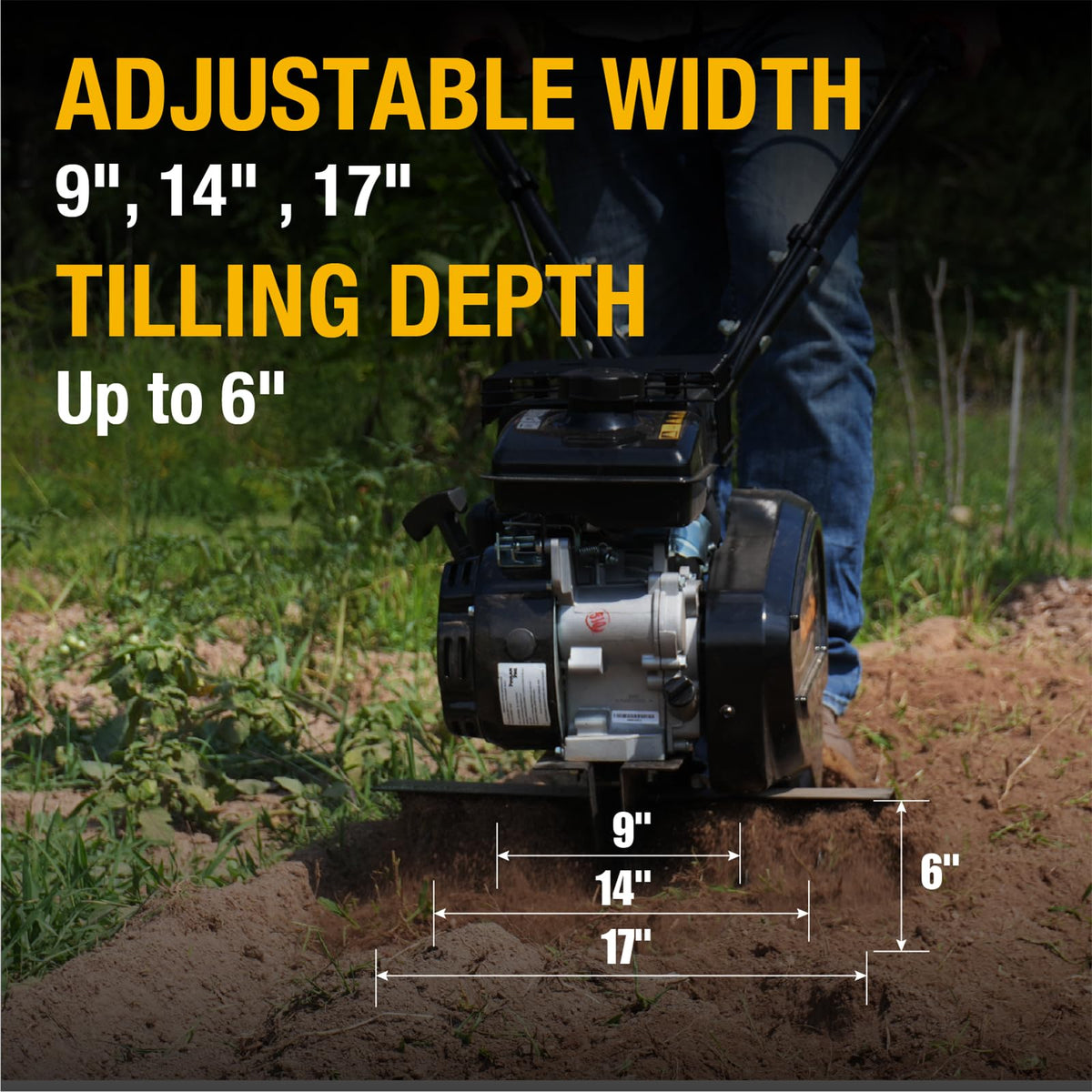 2 in 1 Gas Tiller Cultivator with 79 cc Engine and Adjustable Tilling Width Z4187