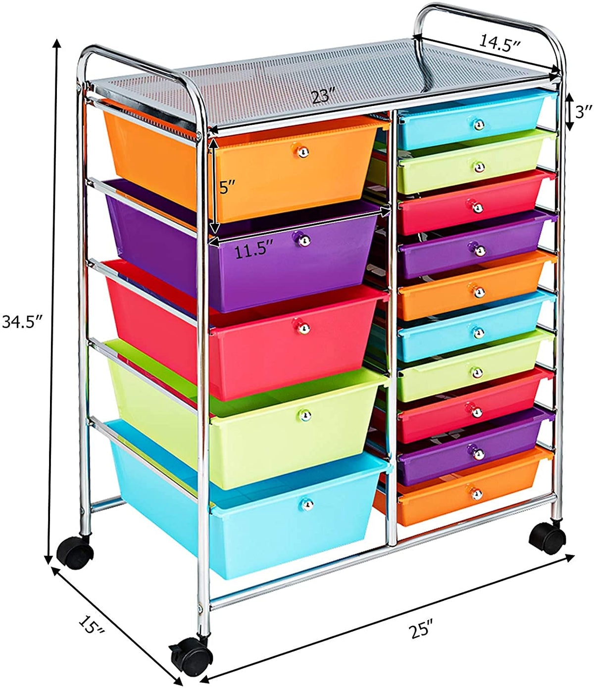 15 Drawer Rolling Plastic Storage Organizer Cart M846400