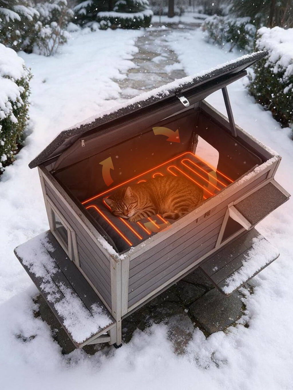 6-Sides Insulated Outdoor Heated Cat House T332