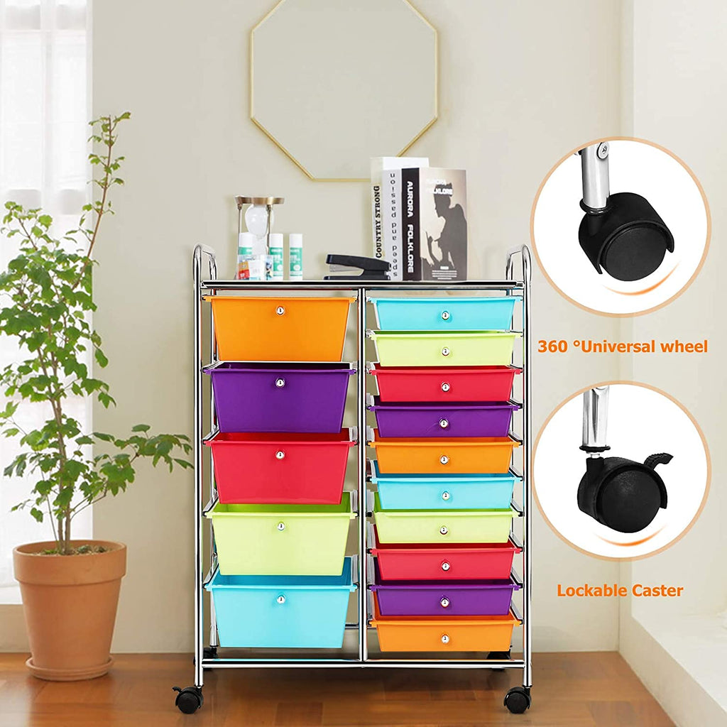 15 Drawer Rolling Plastic Storage Organizer Cart M846400
