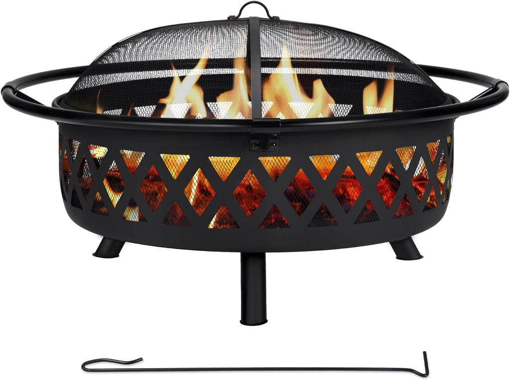 30" Wood Burning Fire Pit with Spark Screen U69418
