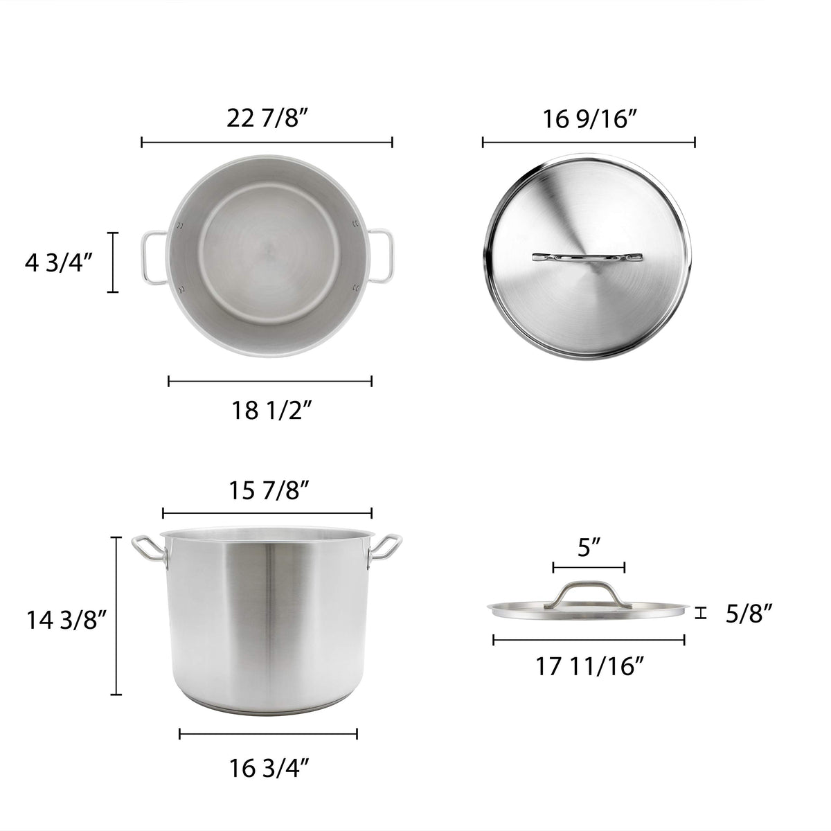 60 quart 18/8 Steel stock pot with lid N87401