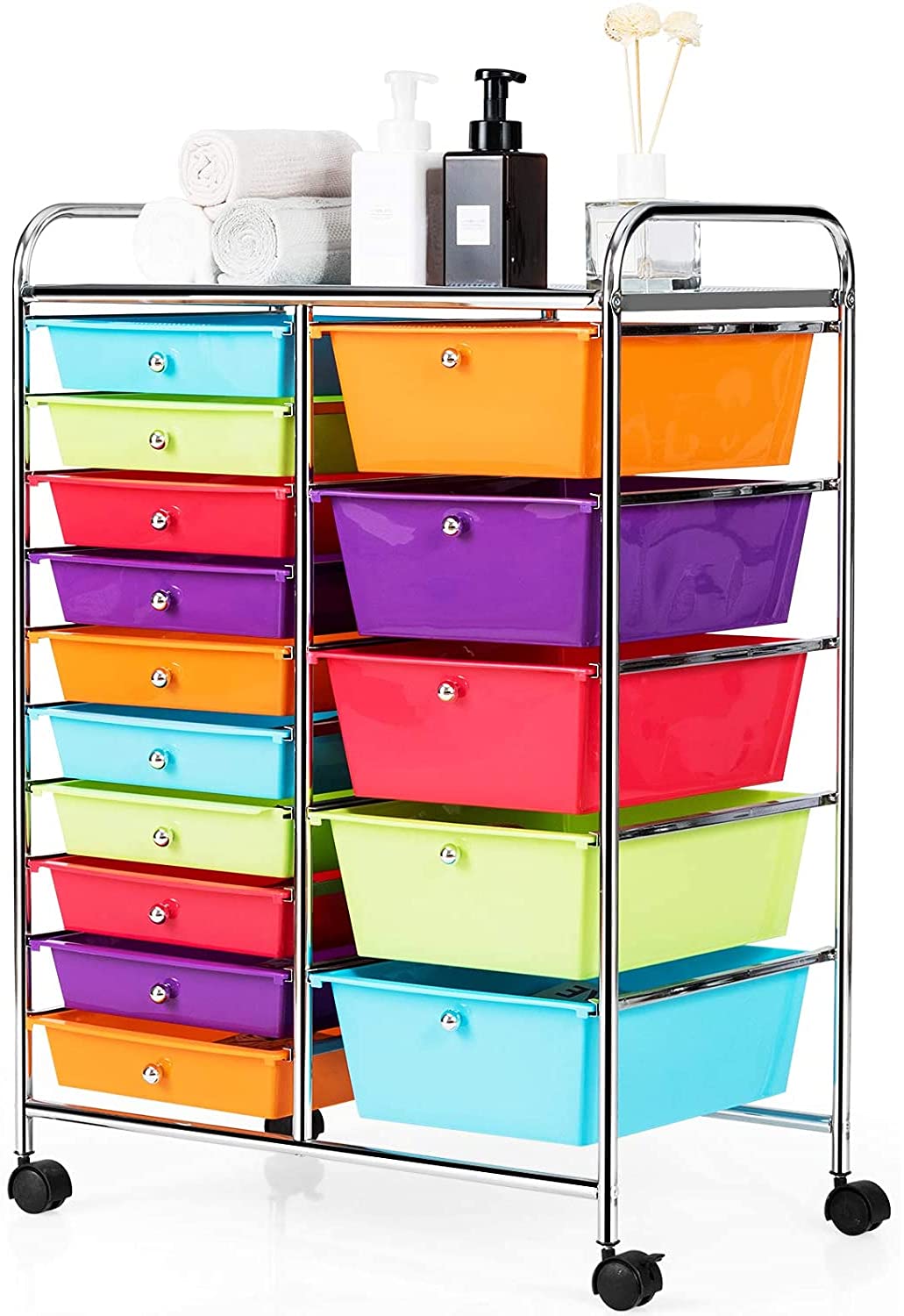 15 Drawer Rolling Plastic Storage Organizer Cart M846400