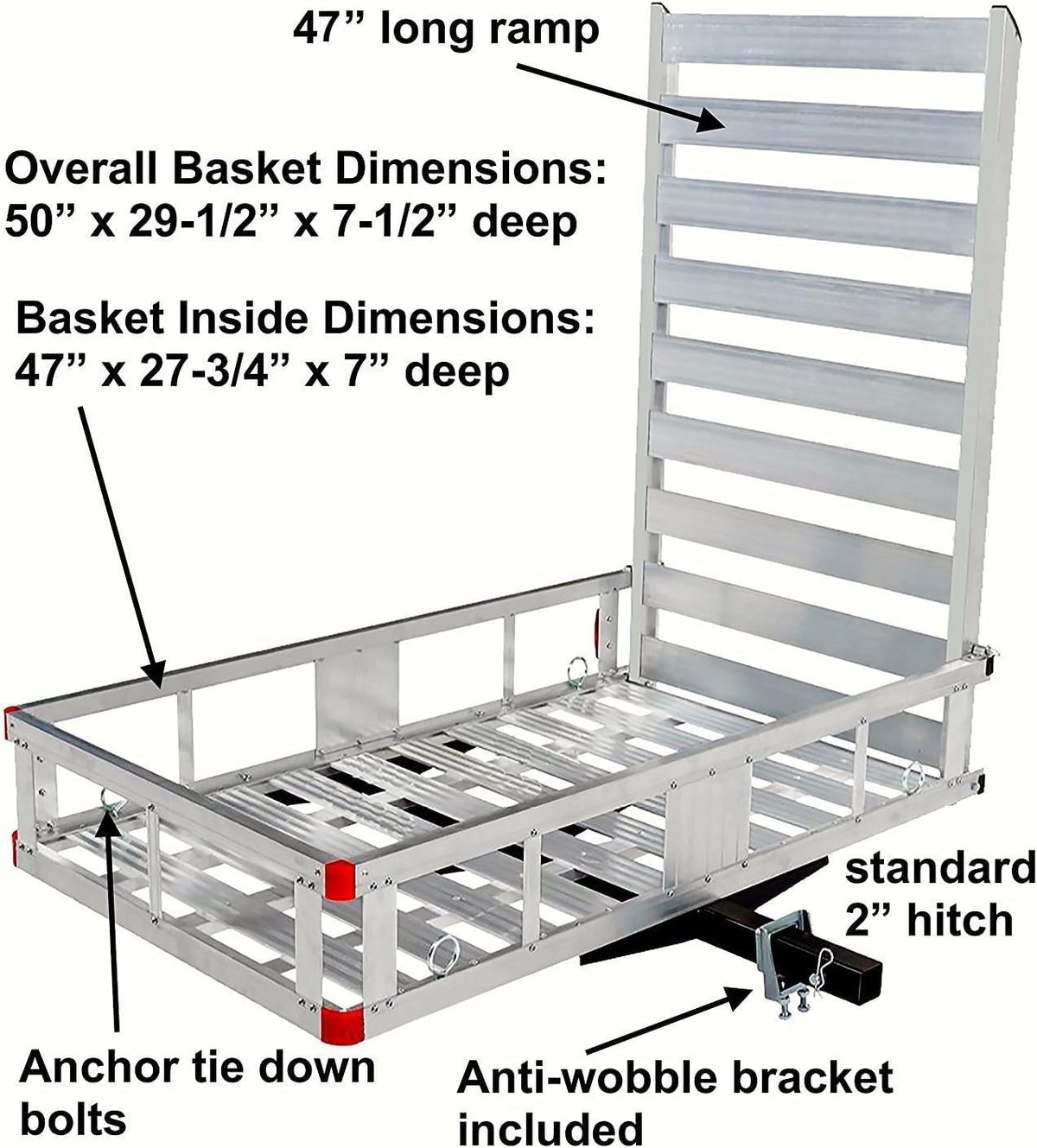 Aluminum Hitch Mount Wheelchair Carrier with 47" Ramp Q229