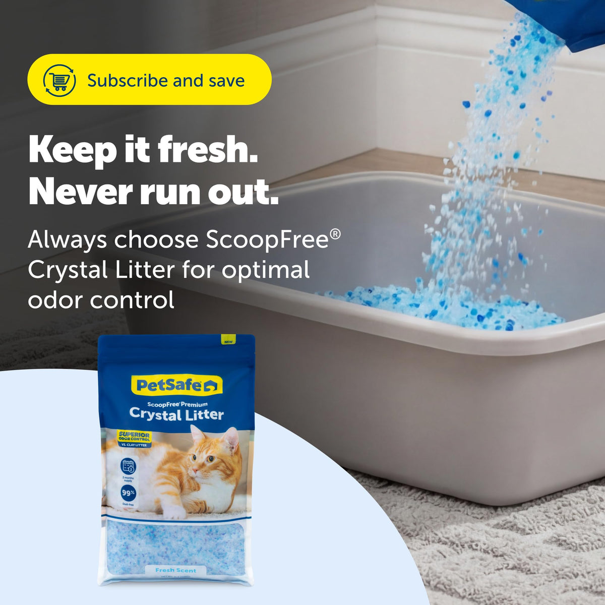 Odor Control Crystal Cat Litter, Fresh Scent, 8 Lb Bag M88829