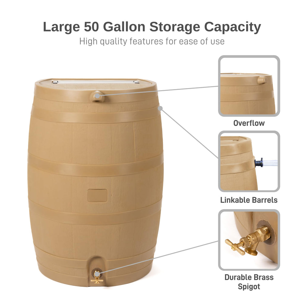 50-Gallon Rain Water Collection Barrel with Brass Spigot N877468