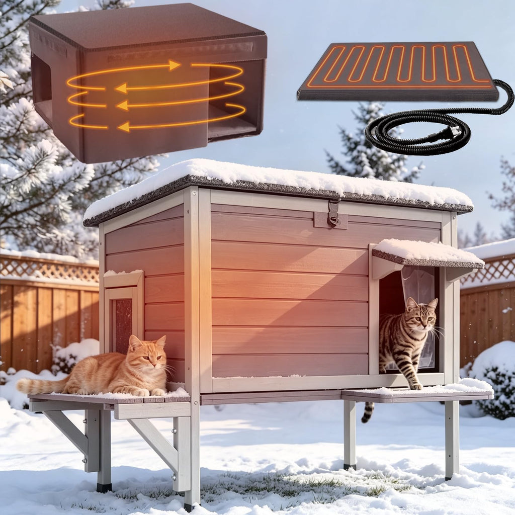 6-Sides Insulated Outdoor Heated Cat House T332