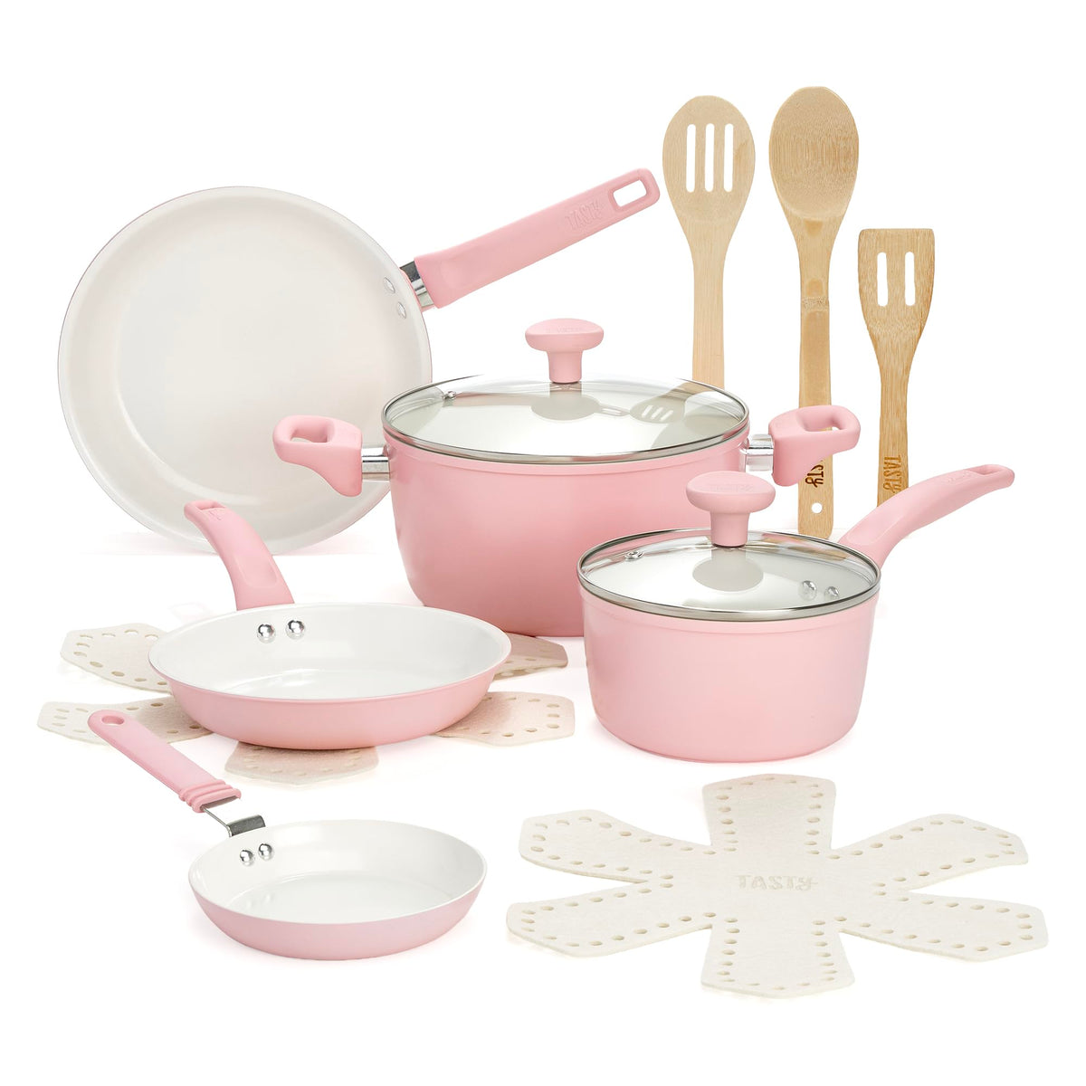 12 Piece Pink Nonstick Ceramic Cookware Set J6869