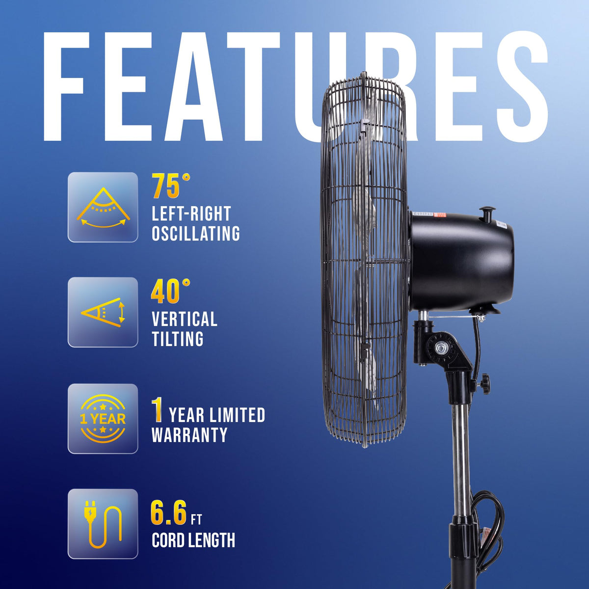 20 Inch High Velocity Oscillating Pedestal Fan N4767