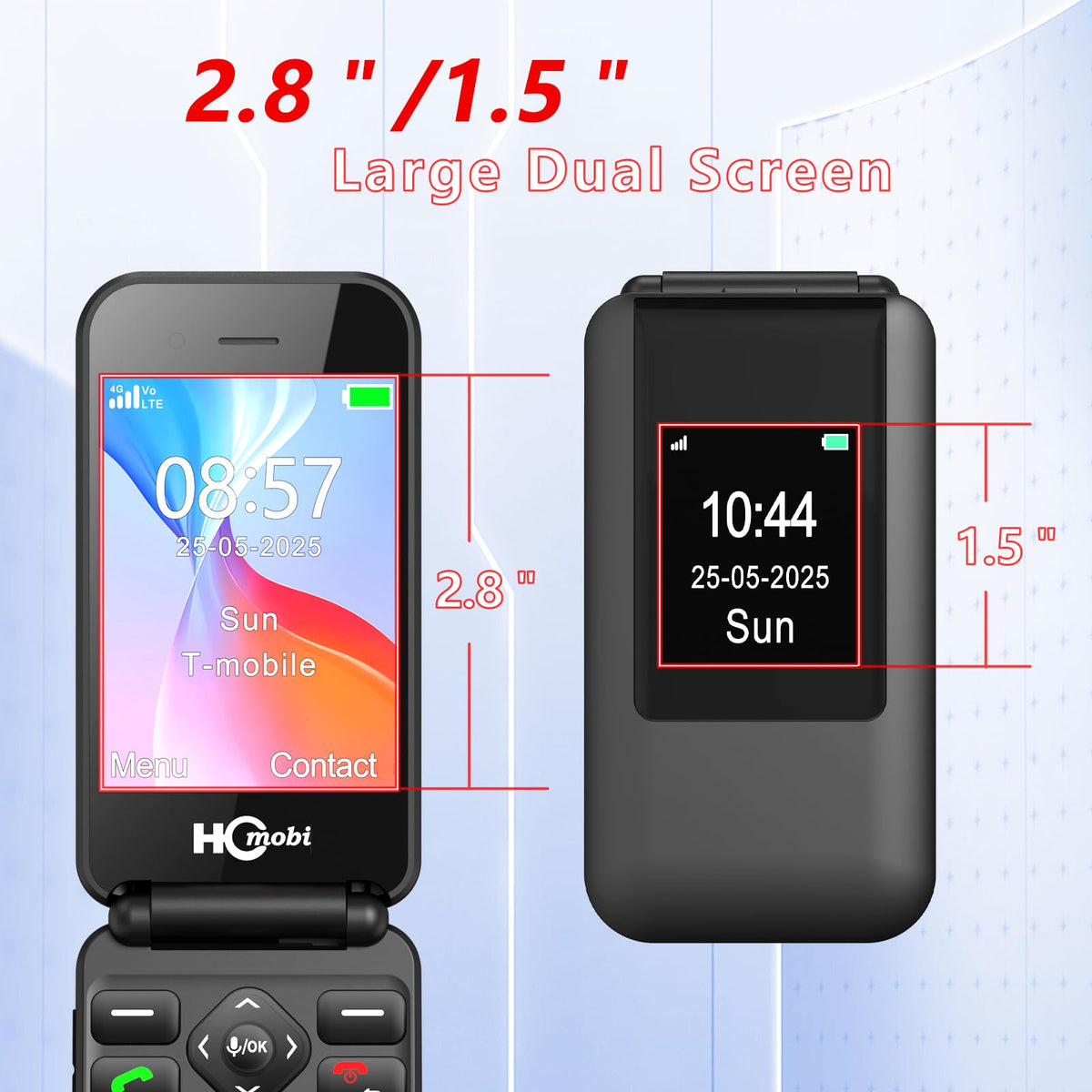 Unlocked Flip Phone with Big Buttons and SOS Button, Matte Black S481134