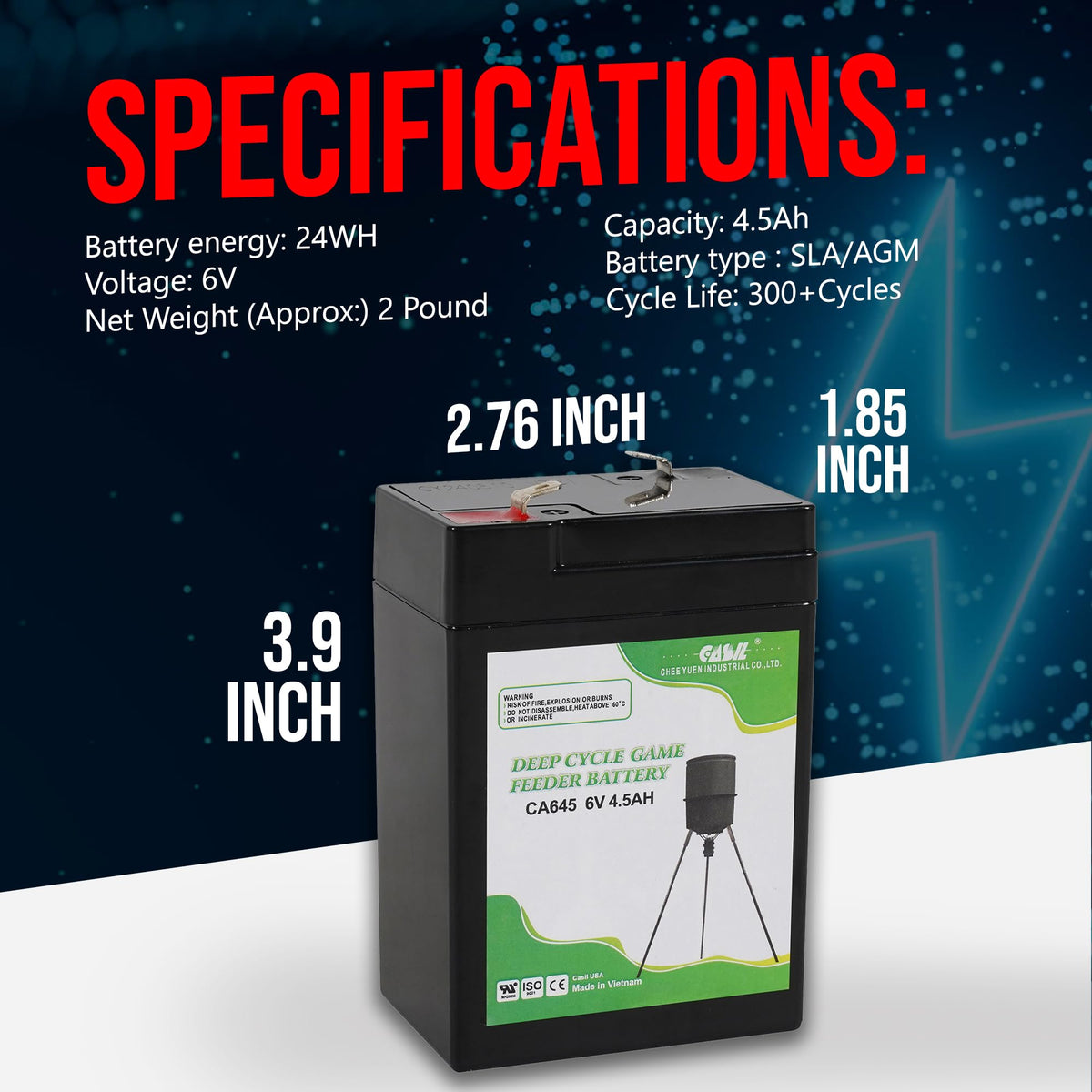 6V 4.5ah Rechargeable Battery E5327