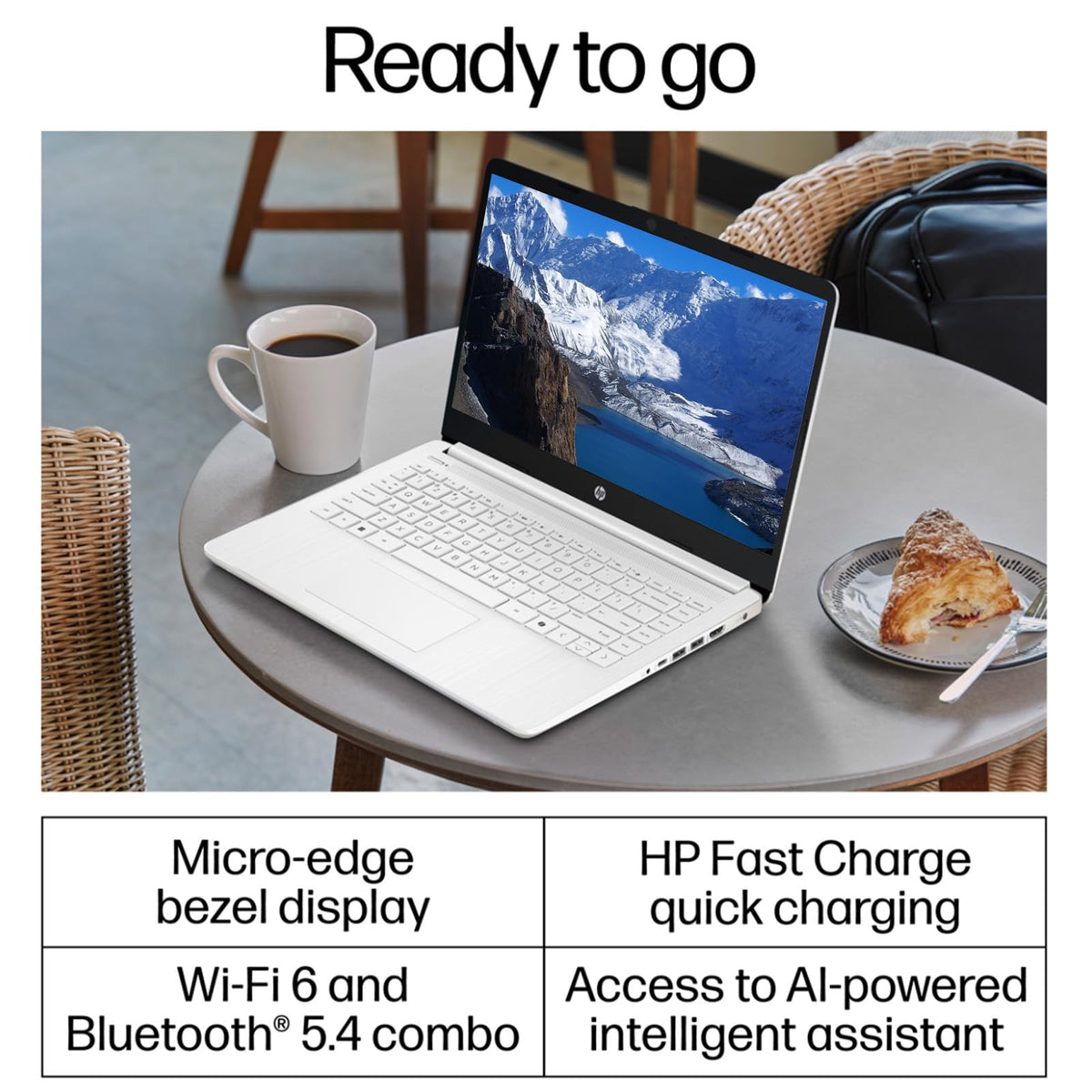 14 Inch Laptop, Intel Celeron N4500, 4GB RAM, 128GB Storage, Windows 11 S, Snowflake White B2668