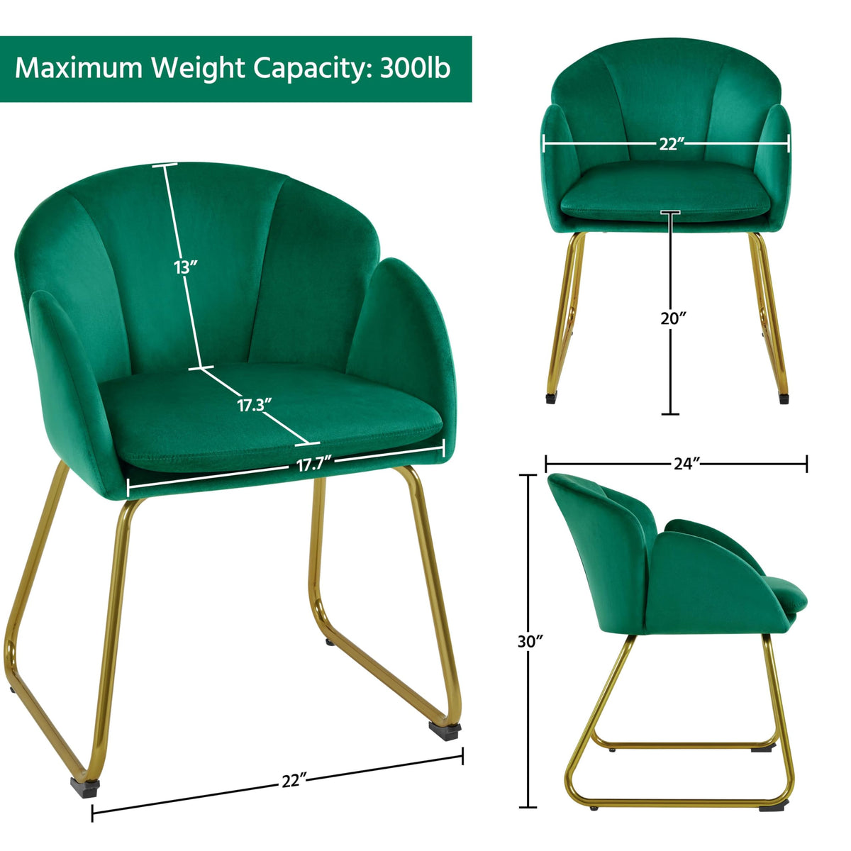 Green Flower Shape Accent Chairs Set of 2 D700