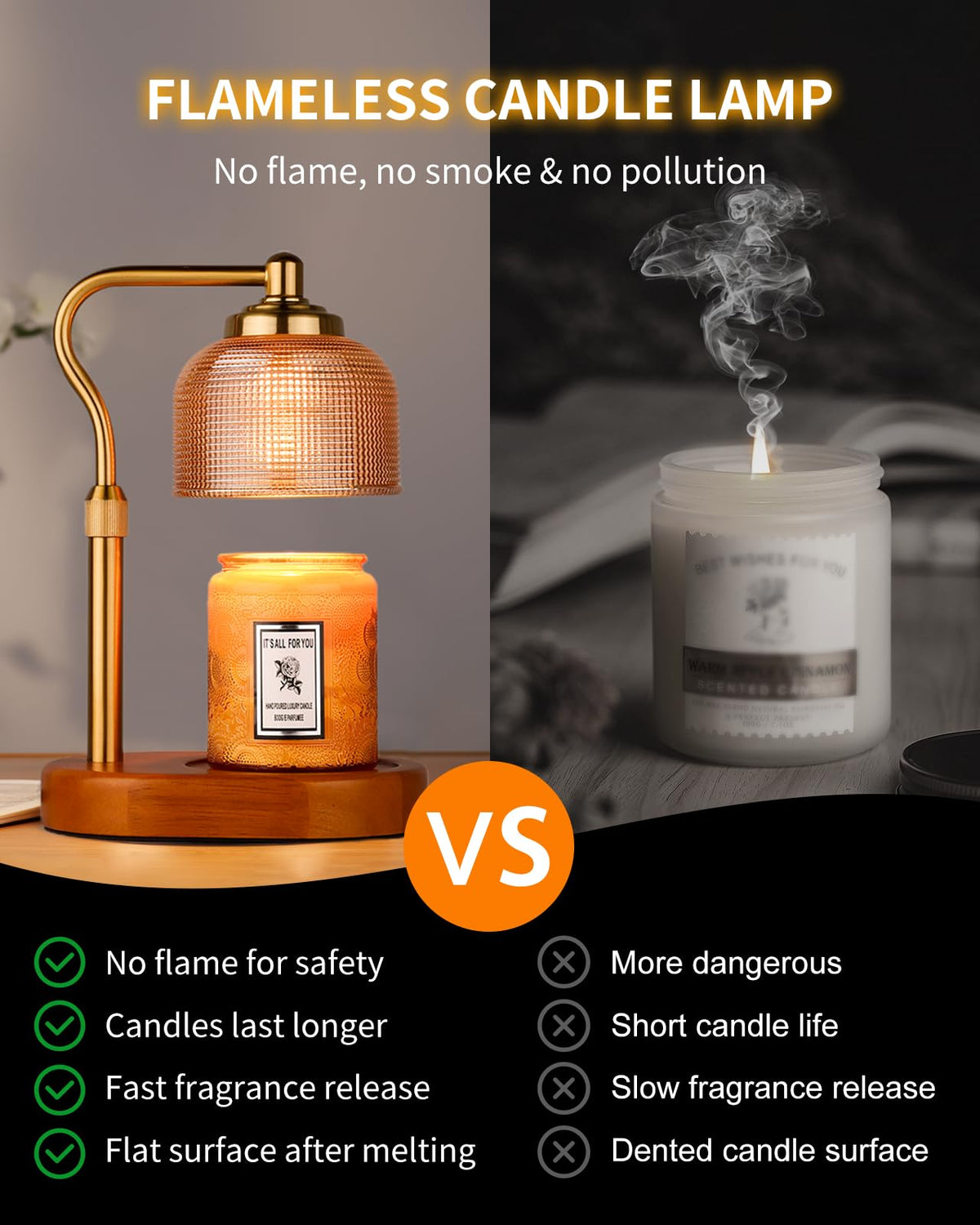 Electric Candle Warmer Lamp with Timer Dimmable Height Adjustable X842