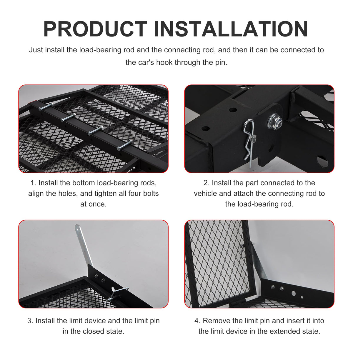 Folding Wheelchair Scooter Carrier Rack 250KG Ramp Hitch Mount R7287