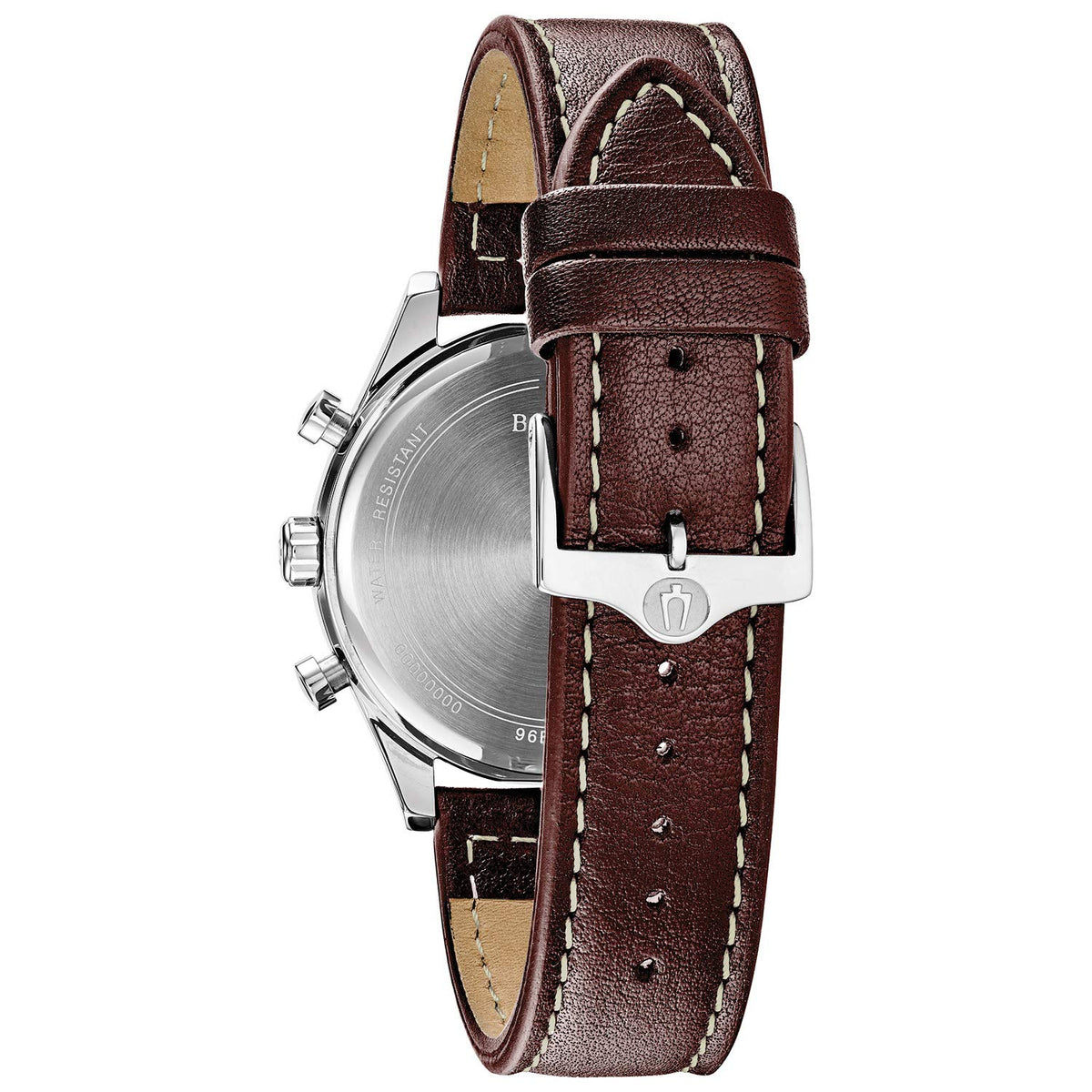 Men's Stainless Steel Chronograph Quartz Leather Strap Watch with Grey Dial, Gold Accents, 41mm G8289