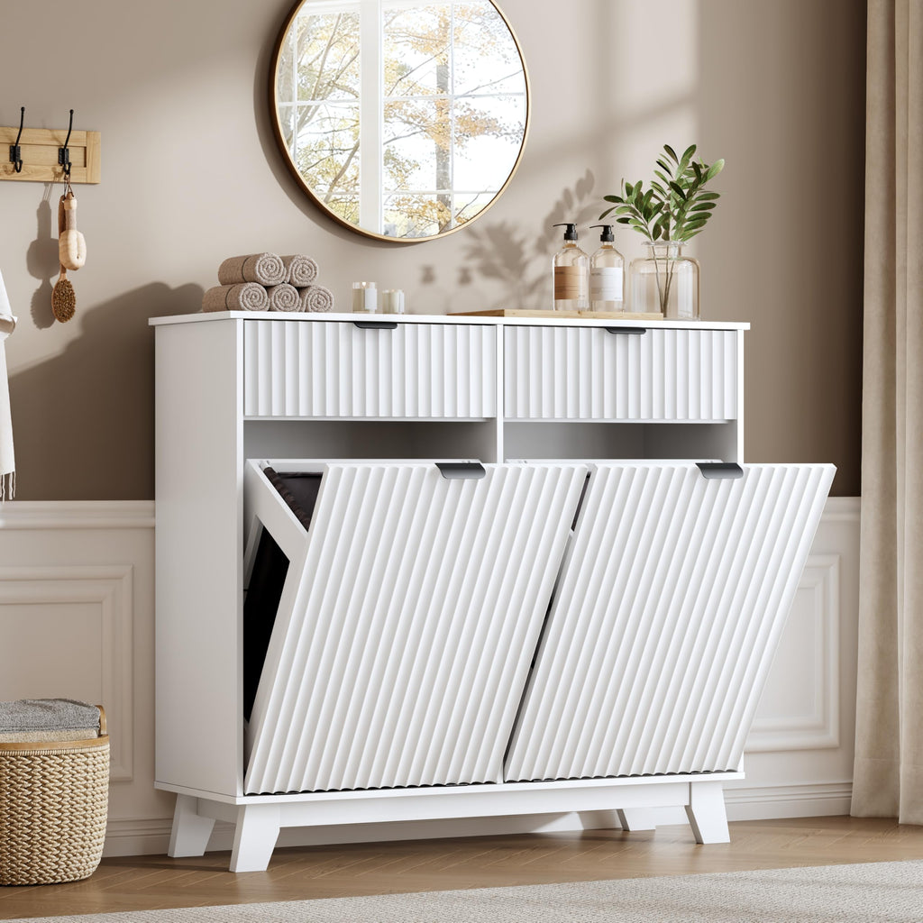 10 Gallon Tilt Out Trash Can Cabinet with Storage Drawer L570