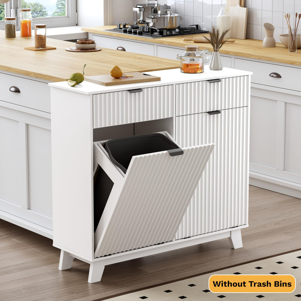 10 Gallon Tilt Out Trash Can Cabinet with Storage Drawer L570