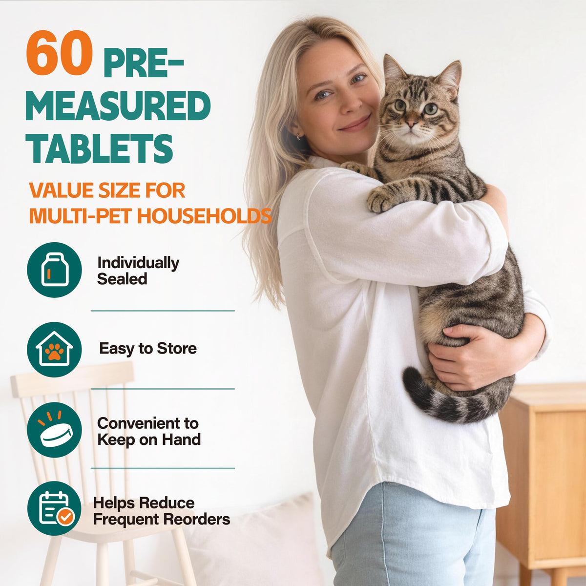 Broad Spectrum Cat Dewormer Tablets 60 Count S438290