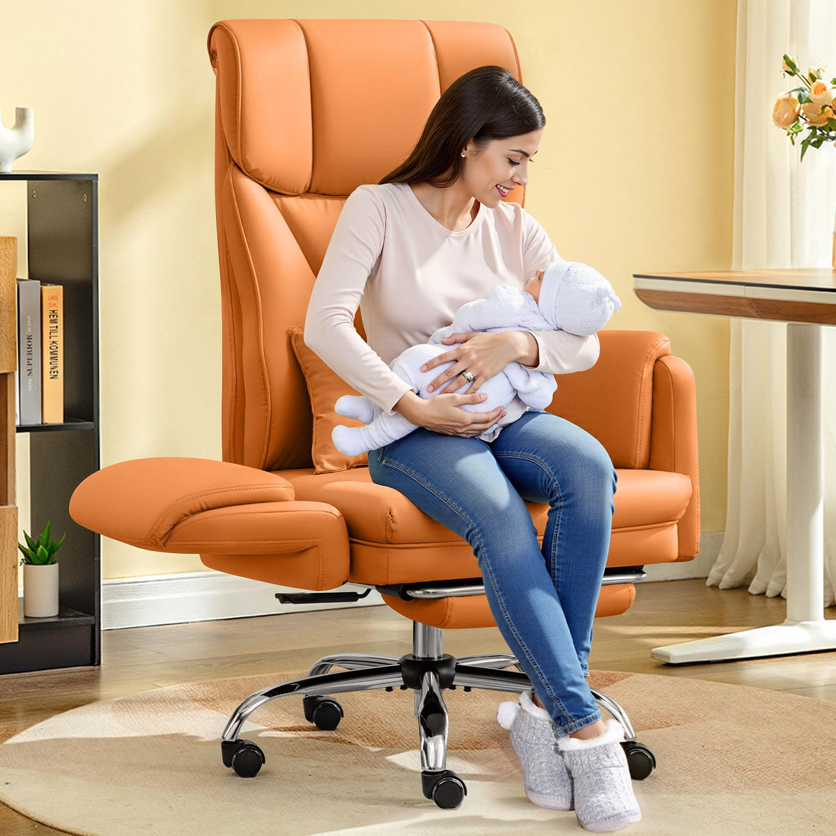 Brown Office Chair with Flip Armrests X421