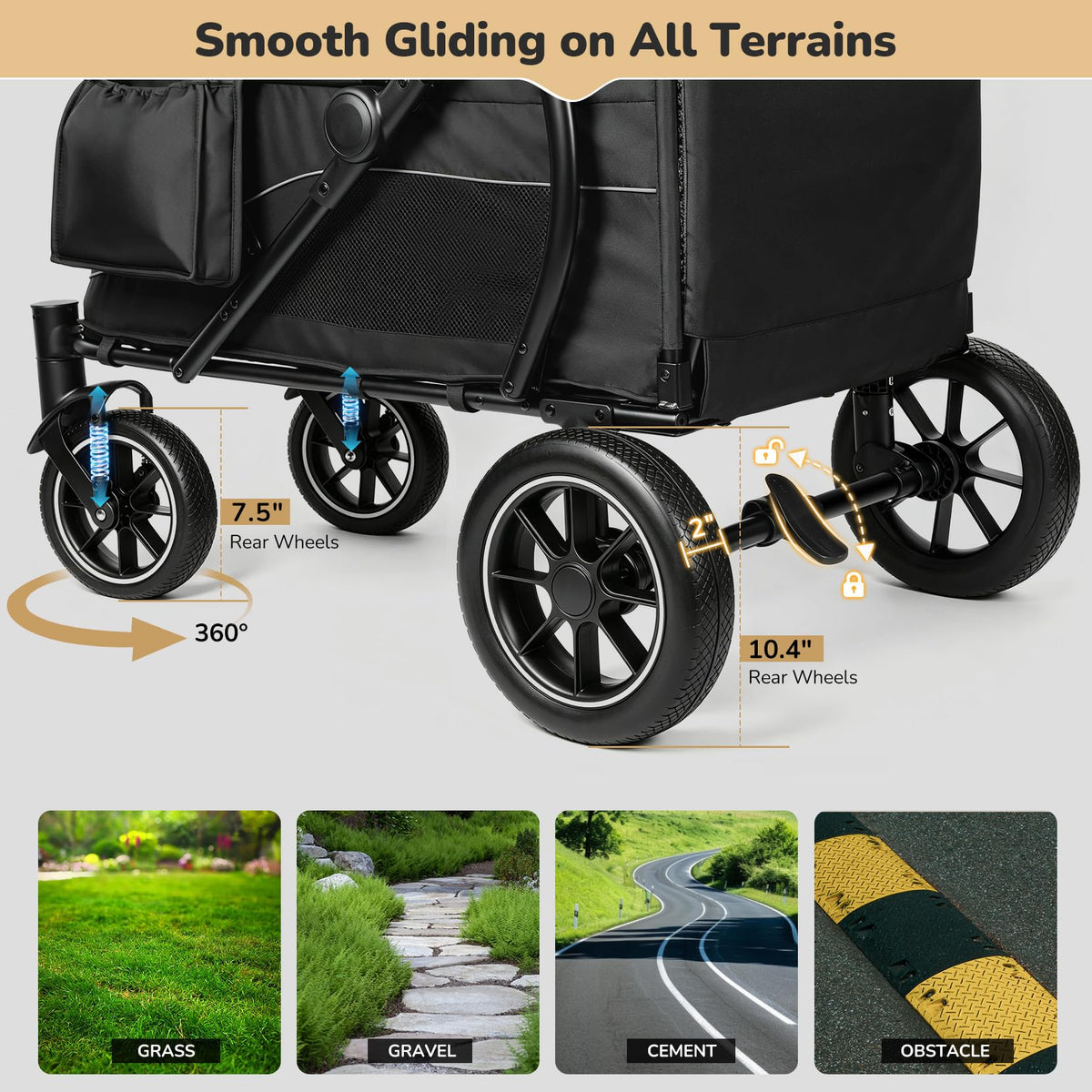 Large Dog Stroller with Walk-in Ramp, up to 110 lbs J541101