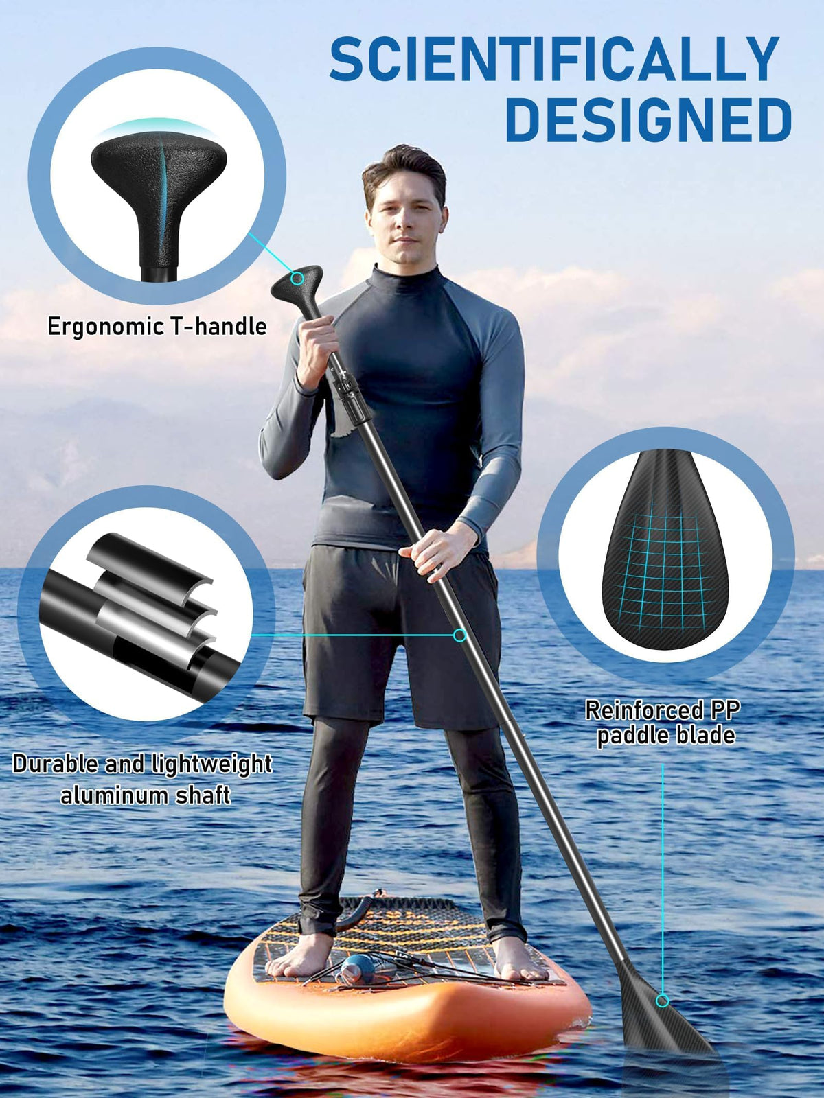 4 Piece Carbon Aluminium Adjustable SUP Paddle 67"-83" C4977