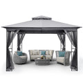 10' X 12' Outdoor Patio Gazebo with Double Roof and Mosquito Netting U8290
