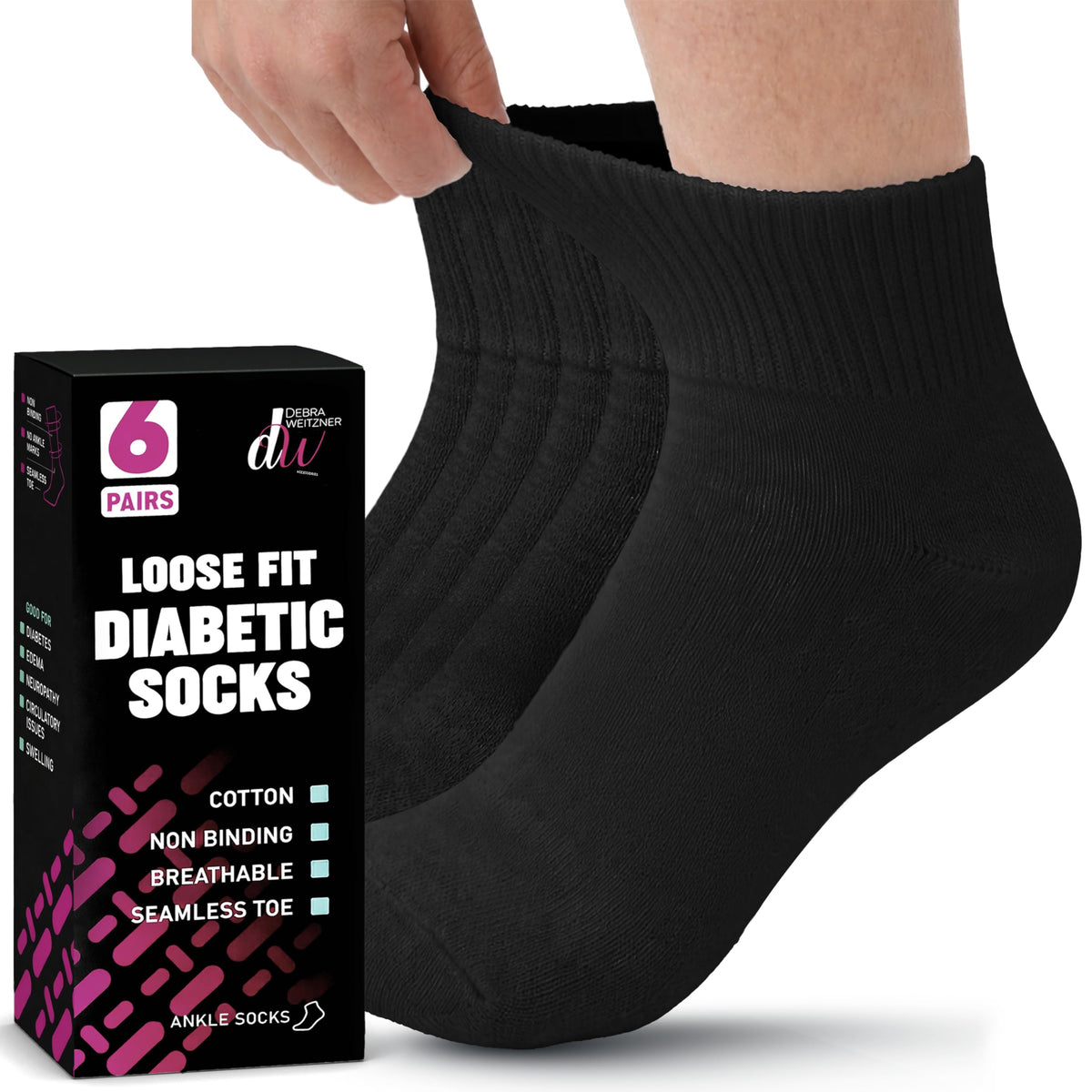 Loose Fit Non-Binding Ankle Socks 6 Pairs H82859