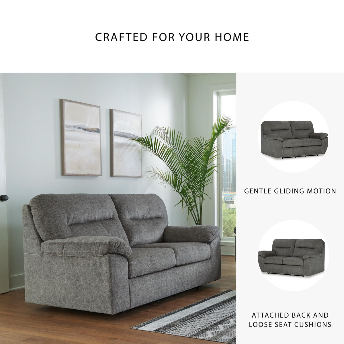 Light Gray Glider Loveseat U57521