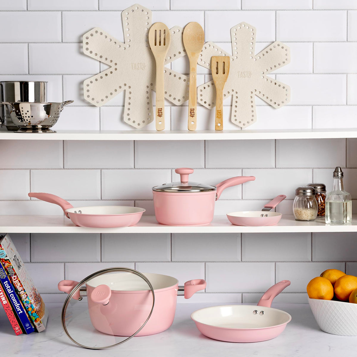 12 Piece Pink Nonstick Ceramic Cookware Set J6869