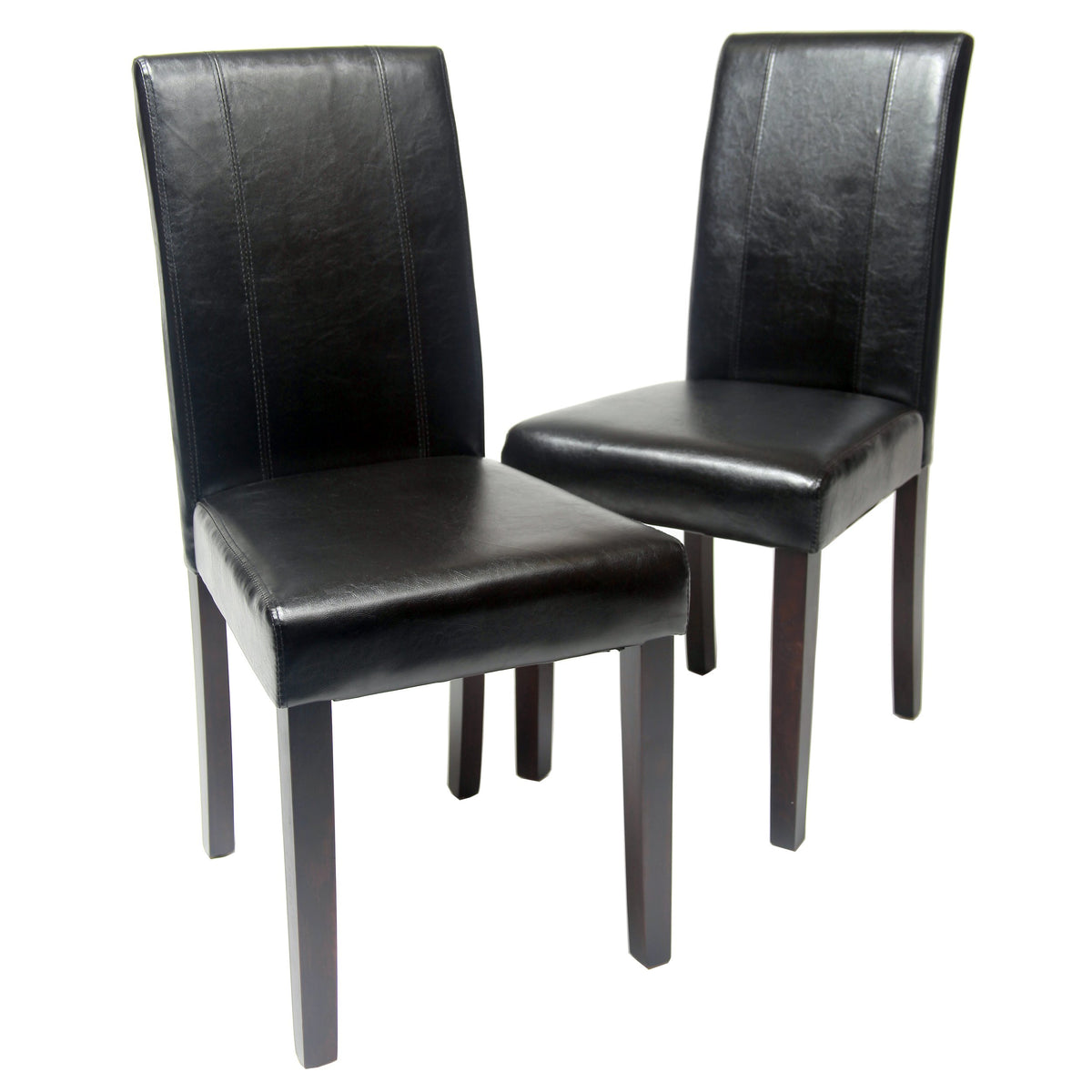 Black Leatherette Parson Chair Set of 2 A5799