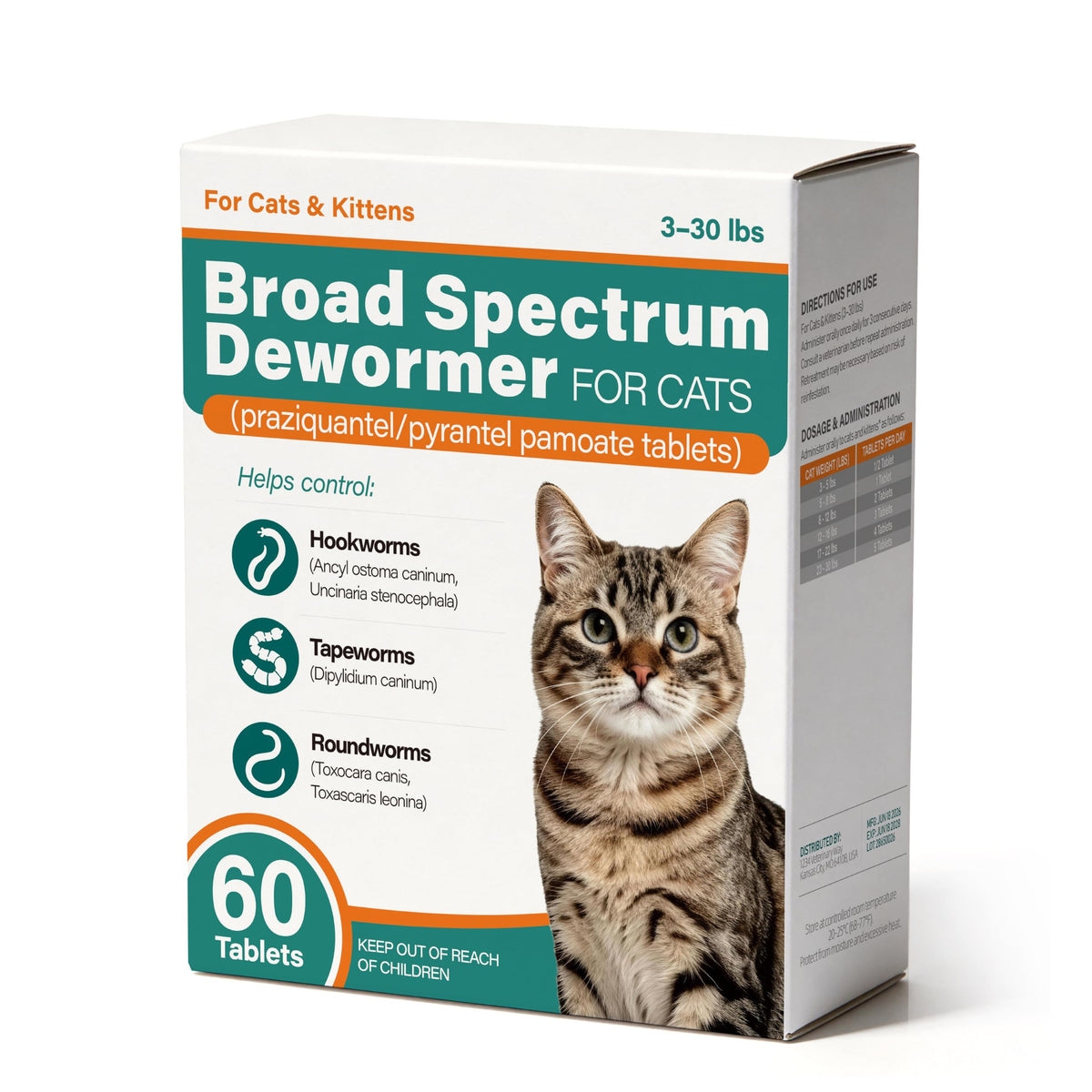 Broad Spectrum Cat Dewormer Tablets 60 Count S438290