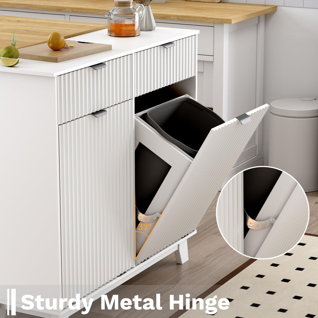 10 Gallon Tilt Out Trash Can Cabinet with Storage Drawer L570