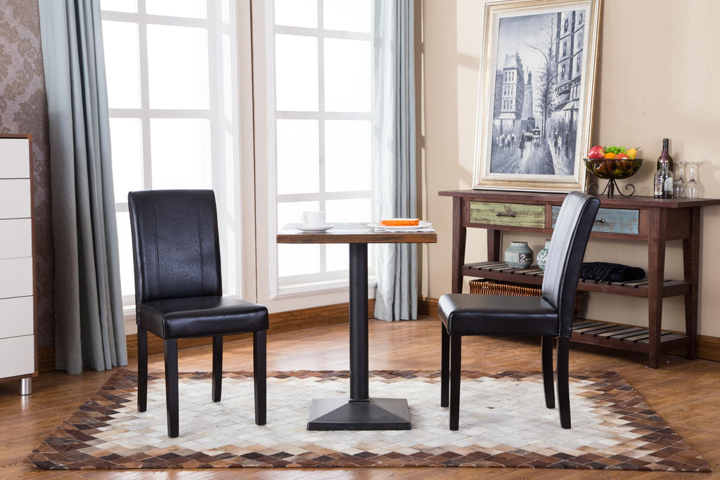 Black Leatherette Parson Chair Set of 2 A5799