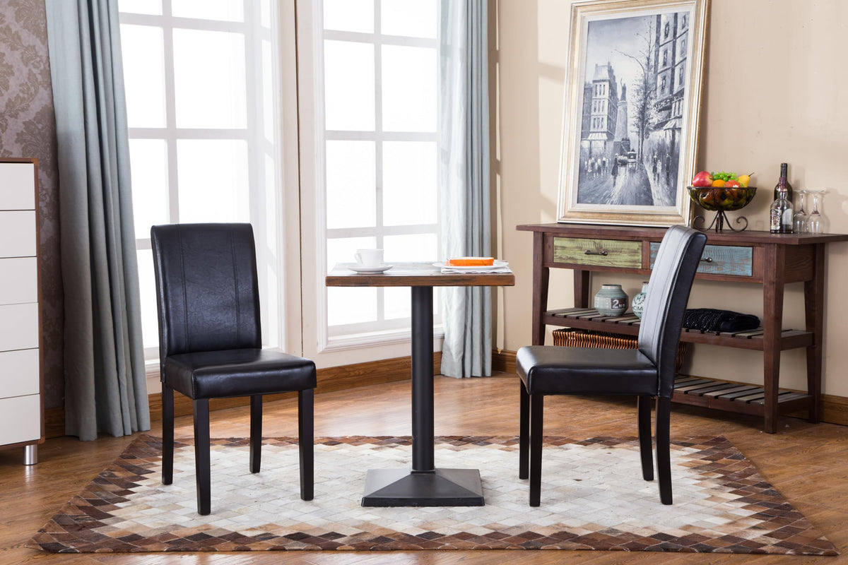 Black Leatherette Parson Chair Set of 2 A5799