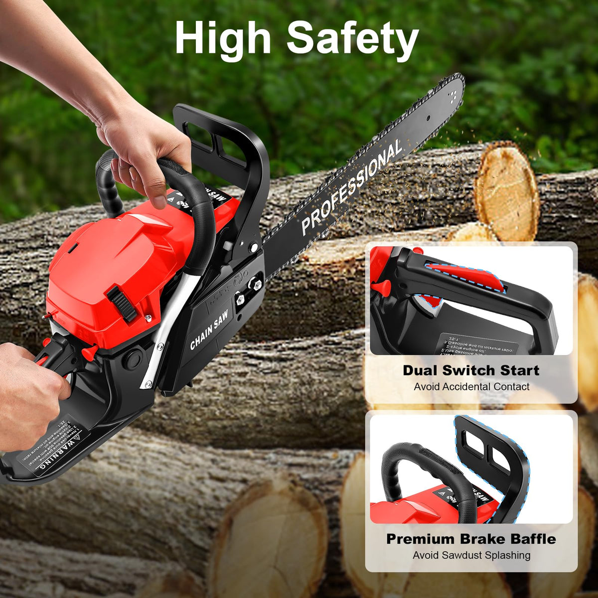 20 Inch 58cc Gas Chainsaw R7221