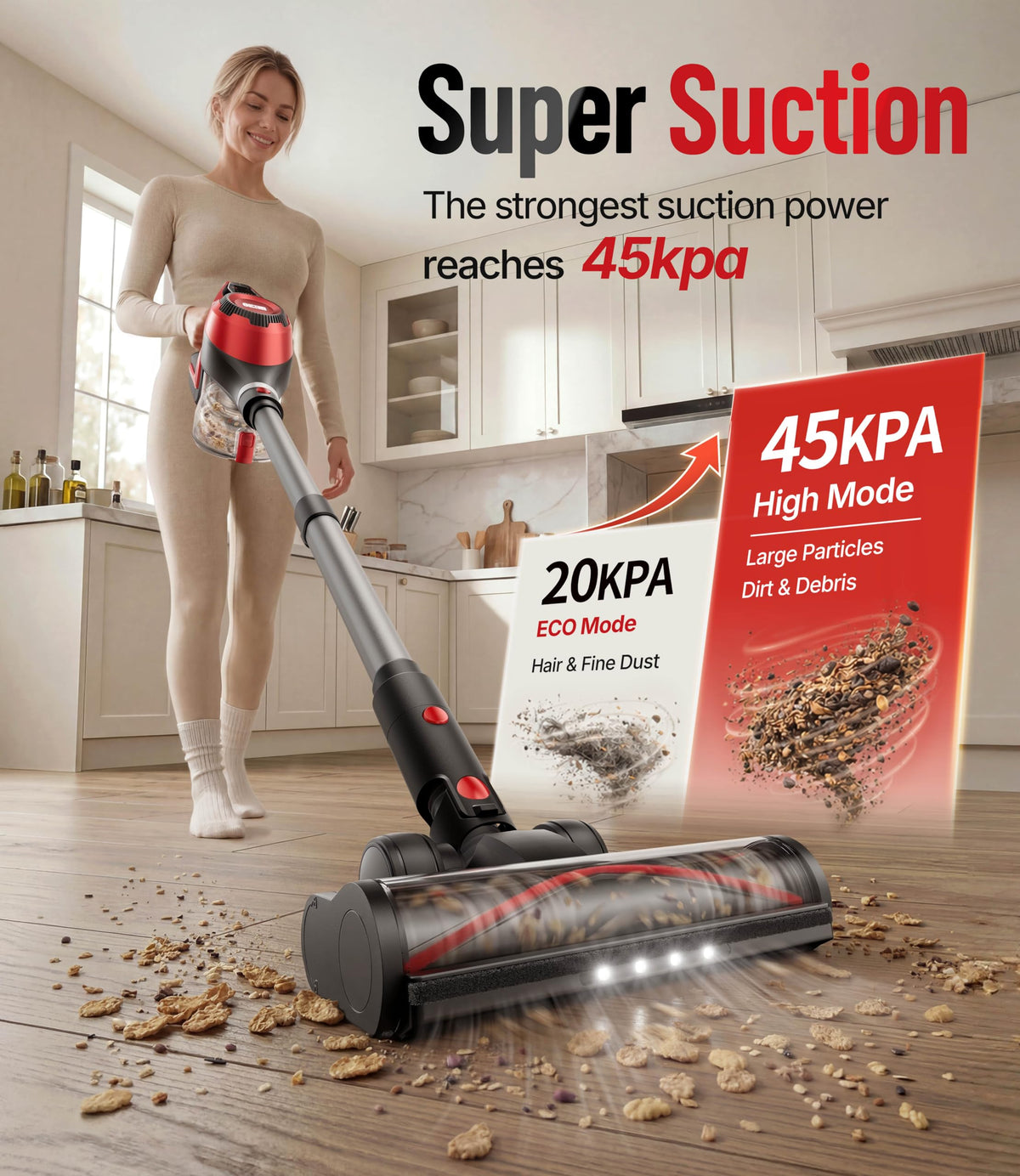 Cordless Stick Vacuum 45Kpa 1.5L Lightweight Handheld Vacuum Y859262