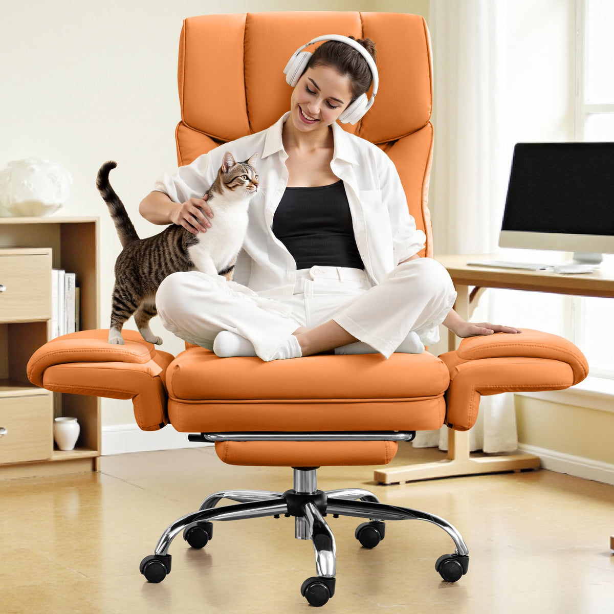 Brown Office Chair with Flip Armrests X421