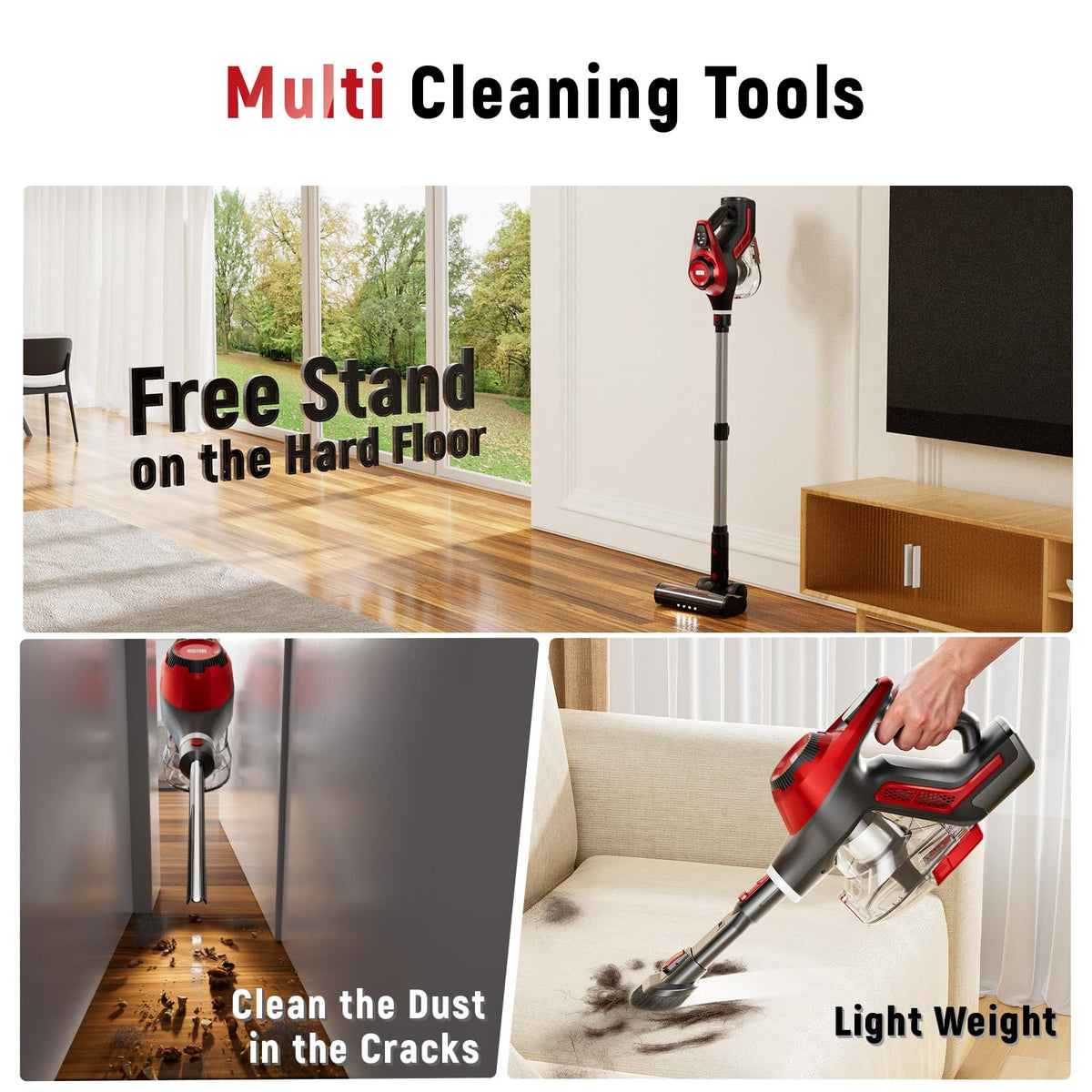 Cordless Stick Vacuum 45Kpa 1.5L Lightweight Handheld Vacuum Y859262