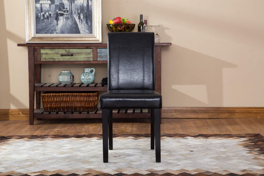 Black Leatherette Parson Chair Set of 2 A5799