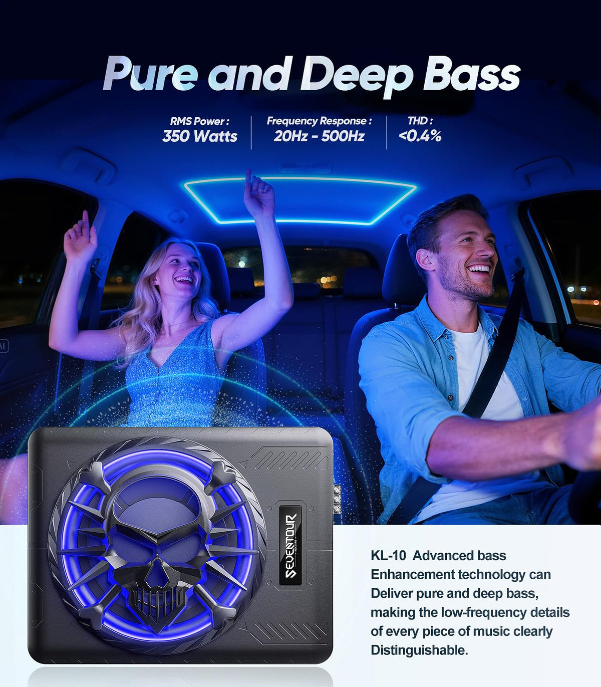 1200W Under Seat Car Subwoofer and Amp W784
